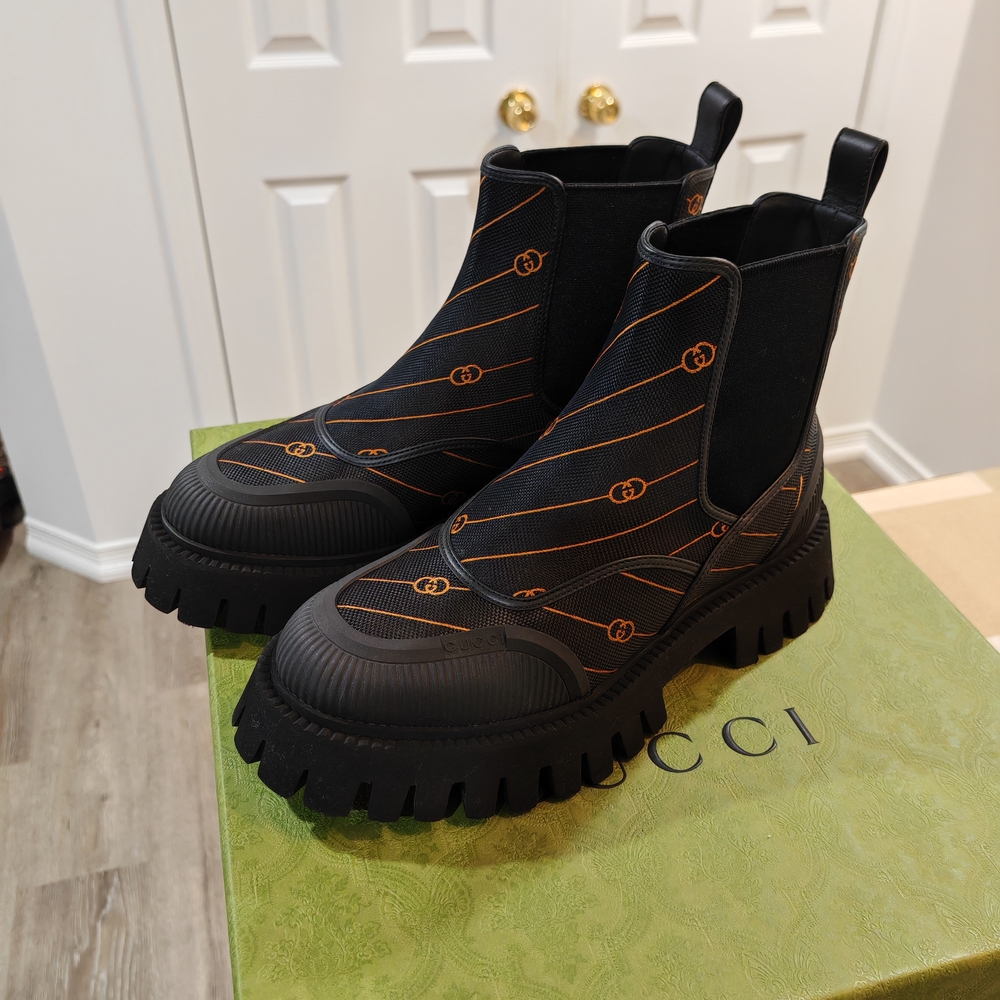 GUCCI Diagonal GG Vintage Ankle Boots